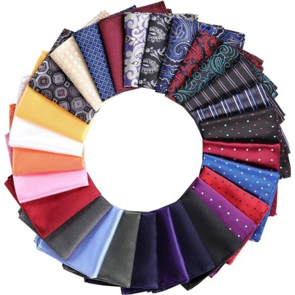 28 Pack Pocket Squares for Men Men's Handkerchief Mens Pocket Squares Set - Picture 1 of 7